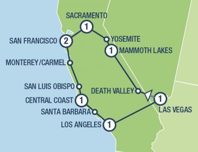 Map showing the Tour regions